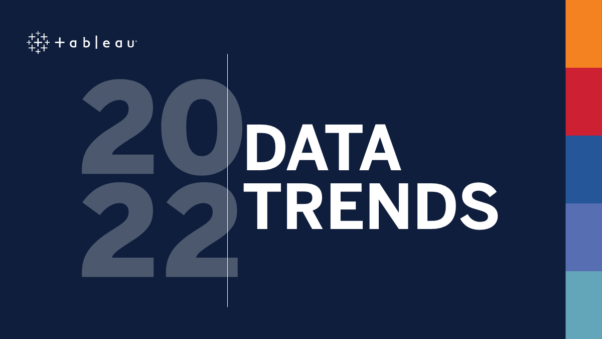 Bild med mörkblå bakgrund och Tableau-logotyp, där det står "2022 Data Trends"